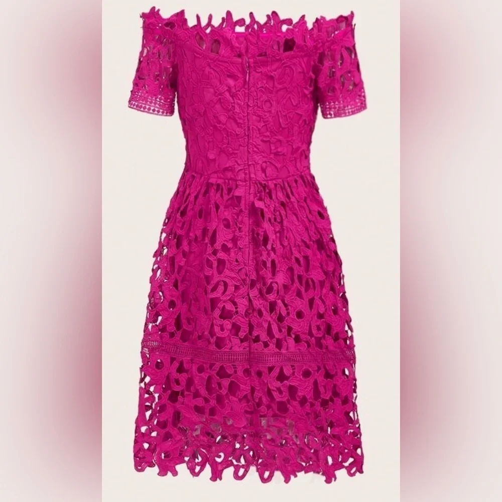 Pretty in Pink Elegant Embroidered Off the Shoulders Midi Dress - Picture 4 of 8